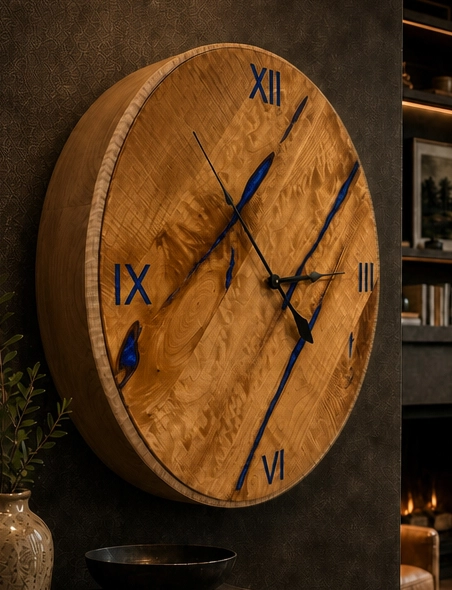 Cherry and maple crown wall clock available for purchase